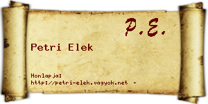 Petri Elek névjegykártya